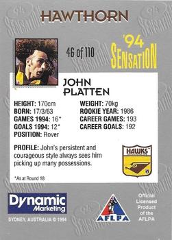 1994 AFL Sensation #46 John Platten Back